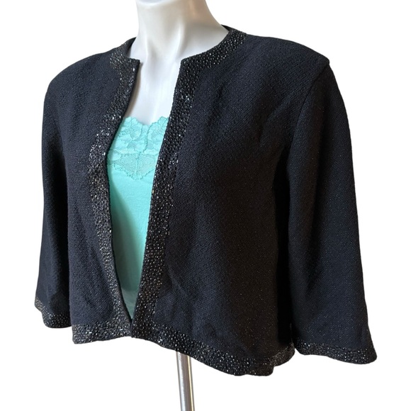 St. John Beaded Trim Black Jacket, Sz 8 - Picture 4 of 14